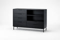 Black Steel and MDF Wood Storage Cabinet with 6 Drawers and 2 Open Shelves